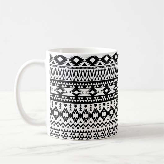 geometrisches Vektormuster Schwarz/Weiß Kaffeetasse (Links)