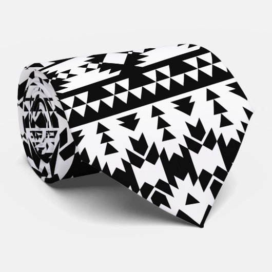 geometrisches Vektormuster Schwarz/Weiß Krawatte (Gerollt)