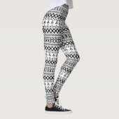 geometrisches Vektormuster Schwarz/Weiß Leggings (Rechts)