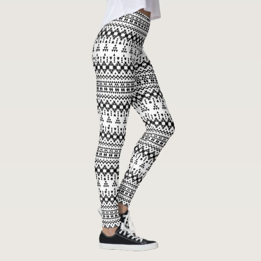 geometrisches Vektormuster Schwarz/Weiß Leggings (Rechts)