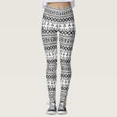 geometrisches Vektormuster Schwarz/Weiß Leggings (Vorderseite)