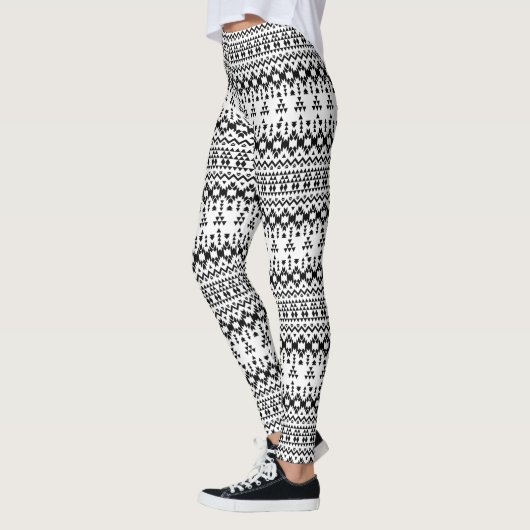 geometrisches Vektormuster Schwarz/Weiß Leggings (Links)