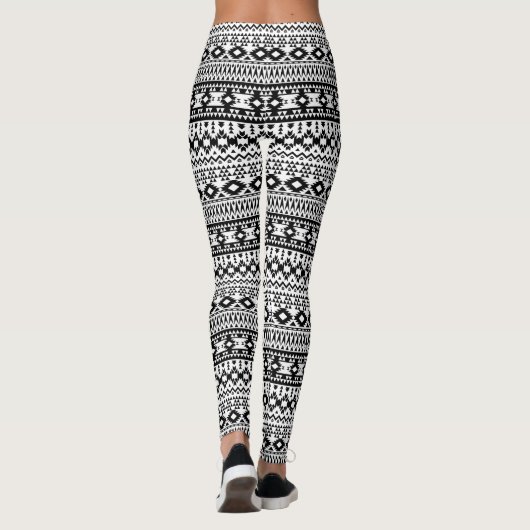 geometrisches Vektormuster Schwarz/Weiß Leggings (Rückseite)
