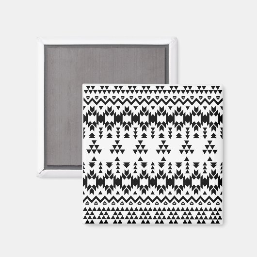 geometrisches Vektormuster Schwarz/Weiß Magnet (Vorderseite/Rückseite)