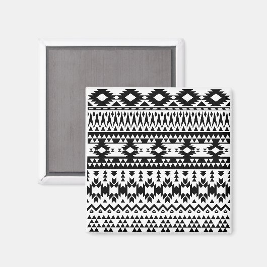 geometrisches Vektormuster Schwarz/Weiß Magnet (Vorderseite/Rückseite)