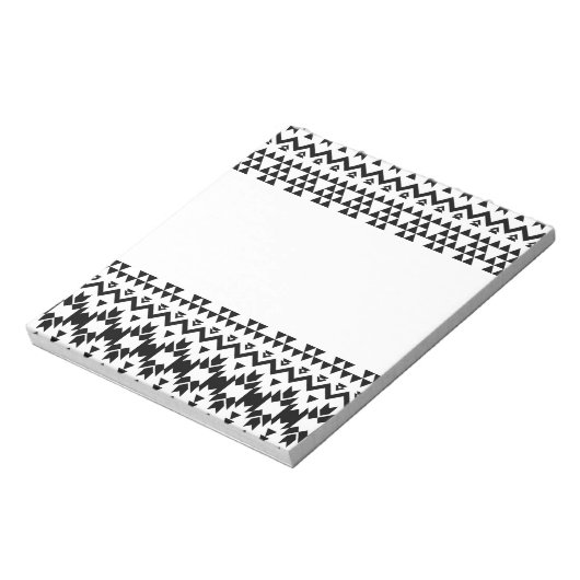 geometrisches Vektormuster Schwarz/Weiß Notizblock (Rotiert)