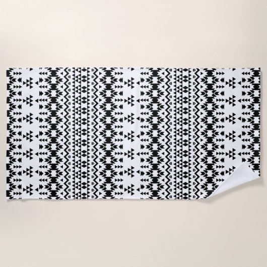 geometrisches Vektormuster Schwarz/Weiß Strandtuch (Vorderseite)