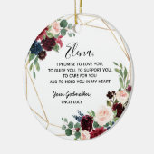 Geometrisches Versprechen der Marine Burgundy Flor Keramik Ornament (Links)