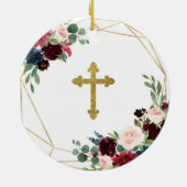 Geometrisches Versprechen der Marine Burgundy Flor Keramik Ornament (Hinten)