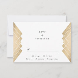Geometrisches Vintag Graugoldgatsby Wedding RSVP