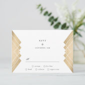 Geometrisches Vintag Graugoldgatsby Wedding RSVP Karte (Stehend Vorderseite)