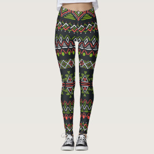 Geometrisches Vintag: Set nahtloser Muster. Leggings