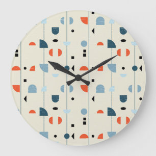 Geometrisches Vintage: nahtloses Muster aus der Mi Große Wanduhr