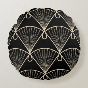 Geometrisches Vintage: Stilisiertes nahtloses Orna Rundes Kissen