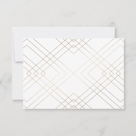 Geometrisches Vintages White Gatsby Wedding RSVP (Rückseite)