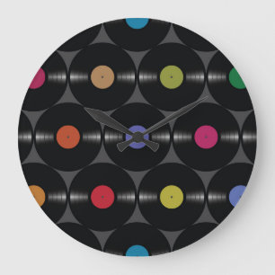 Geometrisches Vinyl: Einfacher Nahtloser Hintergru Große Wanduhr