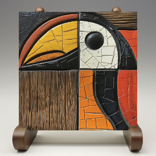 Geometrisches Vogelmosaik-Keramik Fliese