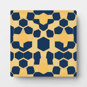 Geometrisches Wabenmuster Sechseck Navyblau Gold Fotoplatte