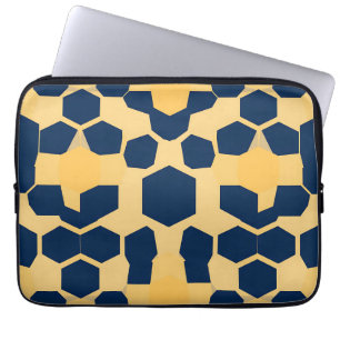 Geometrisches Wabenmuster Sechseck Navyblau Gold Laptopschutzhülle