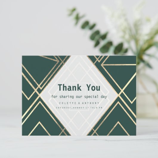 Geometrisches Waldgrün, modern Danke (Stehend Vorderseite)