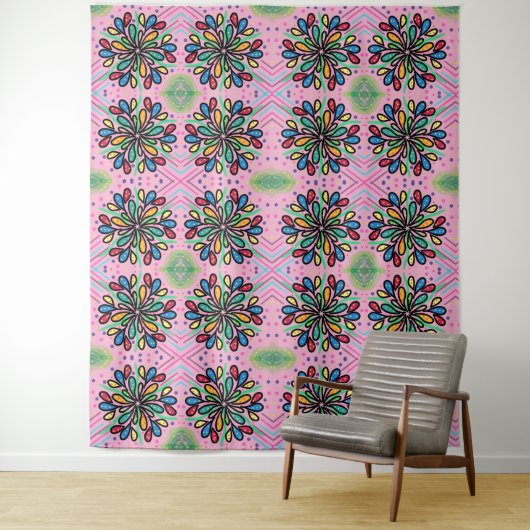 geometrisches Wasserfallmuster Wandteppich (Beispiel)