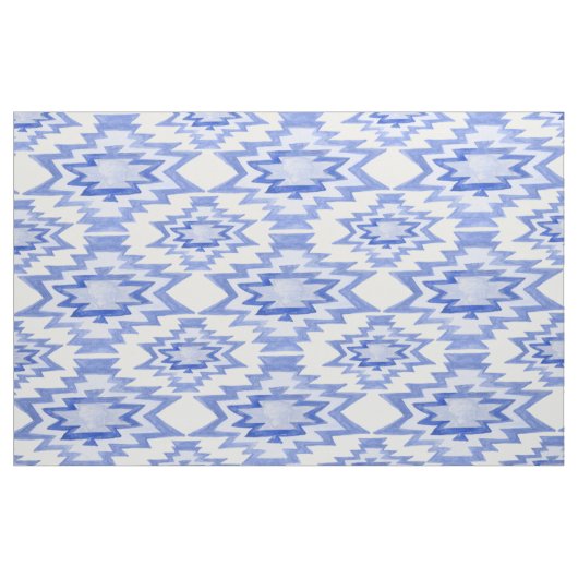 Geometrisches Wasserfarbenblau-Muster Stoff (Yard (91,4 cm))