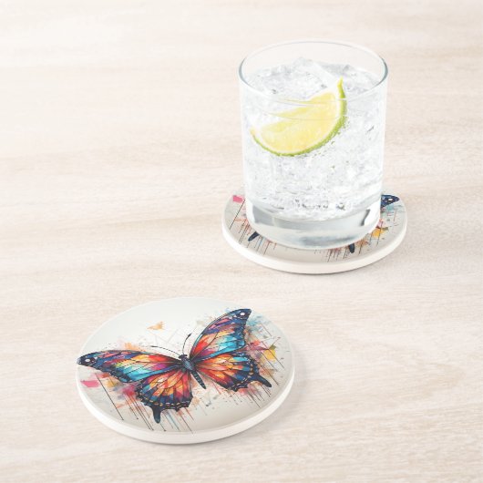 Geometrisches Wasserfarbengesteck Getränkeuntersetzer (Seite)