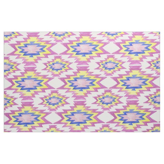 Geometrisches Wasserfarbenmuster Boho Gelb-Rosa Mu Stoff (Yard (91,4 cm))