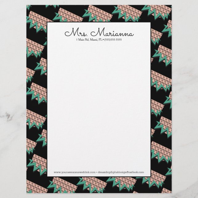 Geometrisches Wassermelon Sommerformen Grünes Must Briefbogen (Vorderseite)