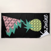 Geometrisches Wassermelon und Ananas Summer Glitze Strandtuch (Vorderseite)