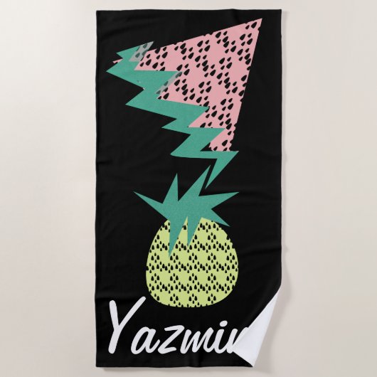 Geometrisches Wassermelon und Ananas Summer Glitze Strandtuch (Vorderseite)