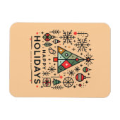 Geometrisches Weihnachtsbaum glückliche Ferien Magnet (Horizontal)