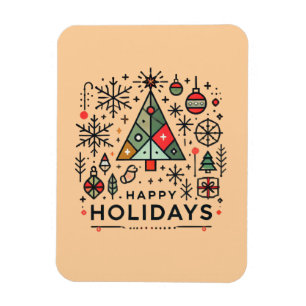 Geometrisches Weihnachtsbaum glückliche Ferien Magnet