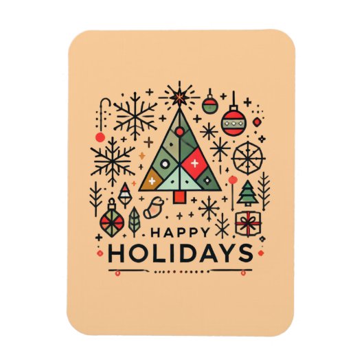 Geometrisches Weihnachtsbaum glückliche Ferien Magnet (Vertikal)