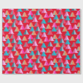 Geometrisches Weihnachtsbaum-Rotweispapier Geschenkpapier (Flach)