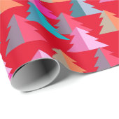 Geometrisches Weihnachtsbaum-Rotweispapier Geschenkpapier (Rolleneckpunkt)