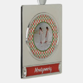 Geometrisches Weihnachtsbaum-Wäldchen Banner-Ornament Silber (Rechts)