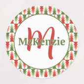 Geometrisches Weihnachtsbaum-Wäldchen Etiketten (Design 1)