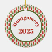 Geometrisches Weihnachtsbaum-Wäldchen Keramik Ornament (Hinten)