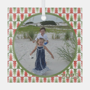 Geometrisches Weihnachtsbaum-Wäldchen Ornament Aus Glas