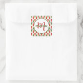 Geometrisches Weihnachtsbaum-Wäldchen Quadratischer Aufkleber (Tasche)
