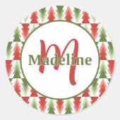 Geometrisches Weihnachtsbaum-Wäldchen Runder Aufkleber (Vorderseite)