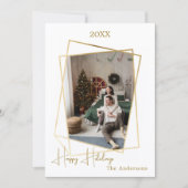 geometrisches Weihnachtsgold Moderne Foto Feiertagskarte (Vorderseite)