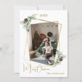 geometrisches Weihnachtsgold Moderne Foto Feiertagskarte (Vorderseite)