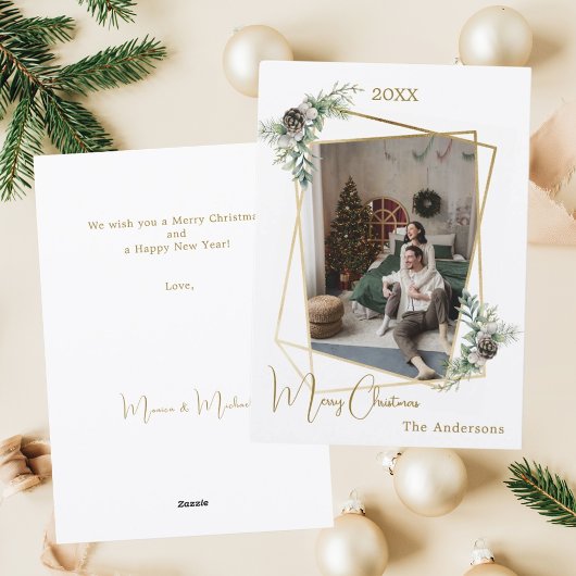 geometrisches Weihnachtsgold Moderne Foto Feiertagskarte