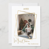 geometrisches Weihnachtsgold Moderne Foto Feiertagskarte (Vorderseite)