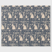 Geometrisches Weihnachtsmuster - Modernes Design Geschenkpapier (Flach)