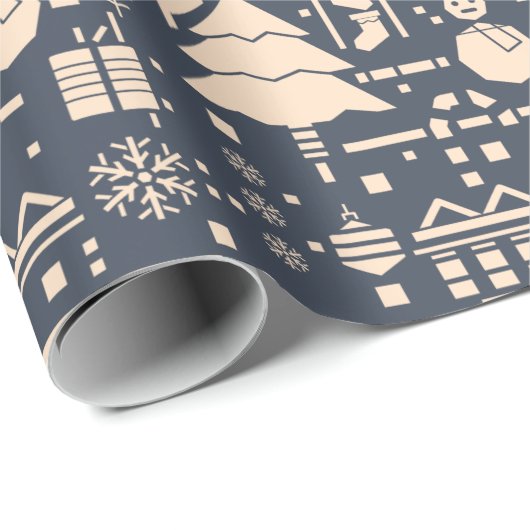 Geometrisches Weihnachtsmuster - Modernes Design Geschenkpapier (Rolleneckpunkt)