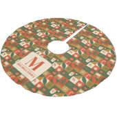 Geometrisches Weihnachtsmuster - Nahtloses Weihnac Polyester Weihnachtsbaumdecke (Schrägansicht)