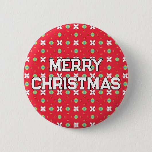 Geometrisches Weihnachtsmuster - Personalisiert Button (Vorderseite)